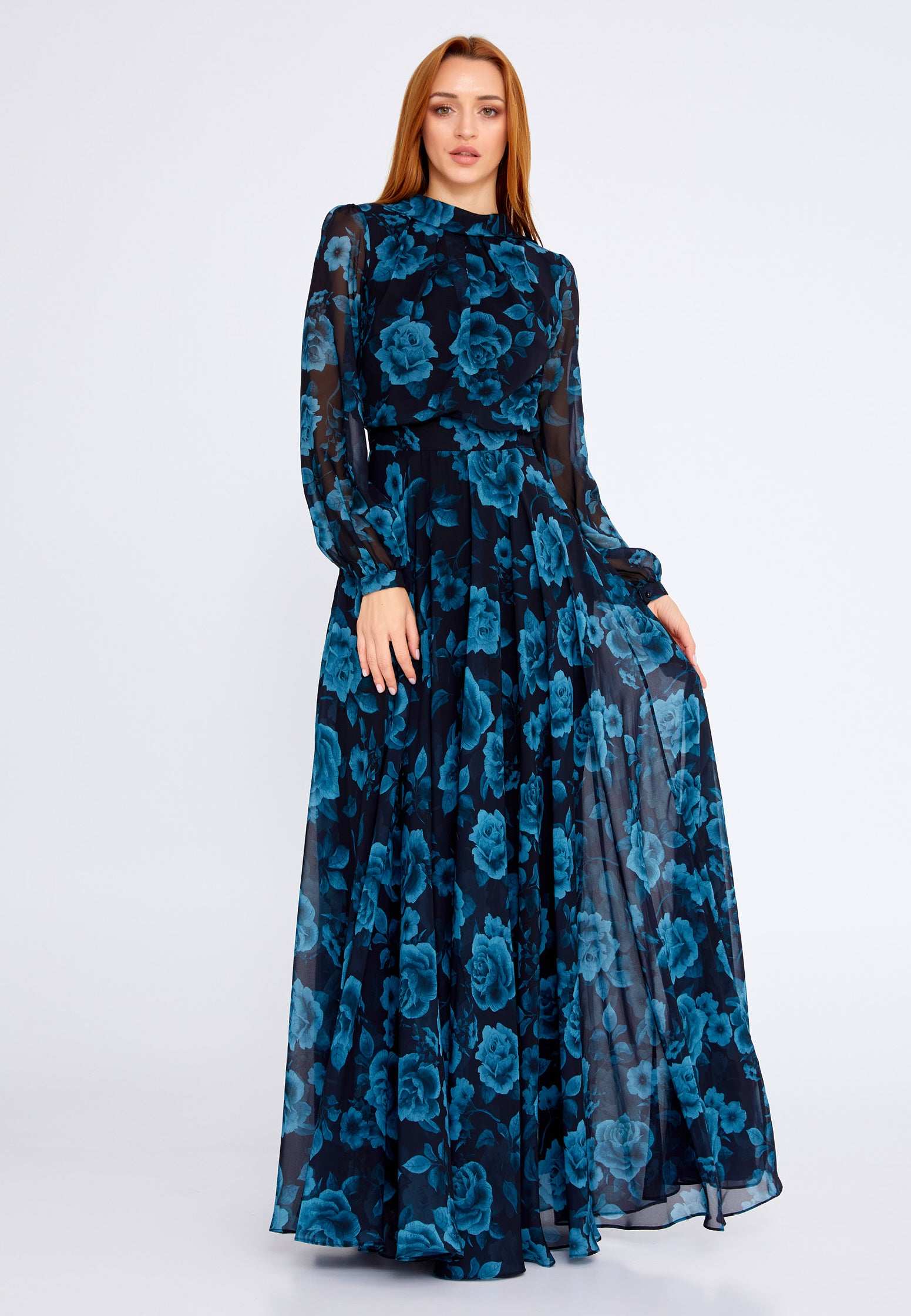 navy blue floral dress
