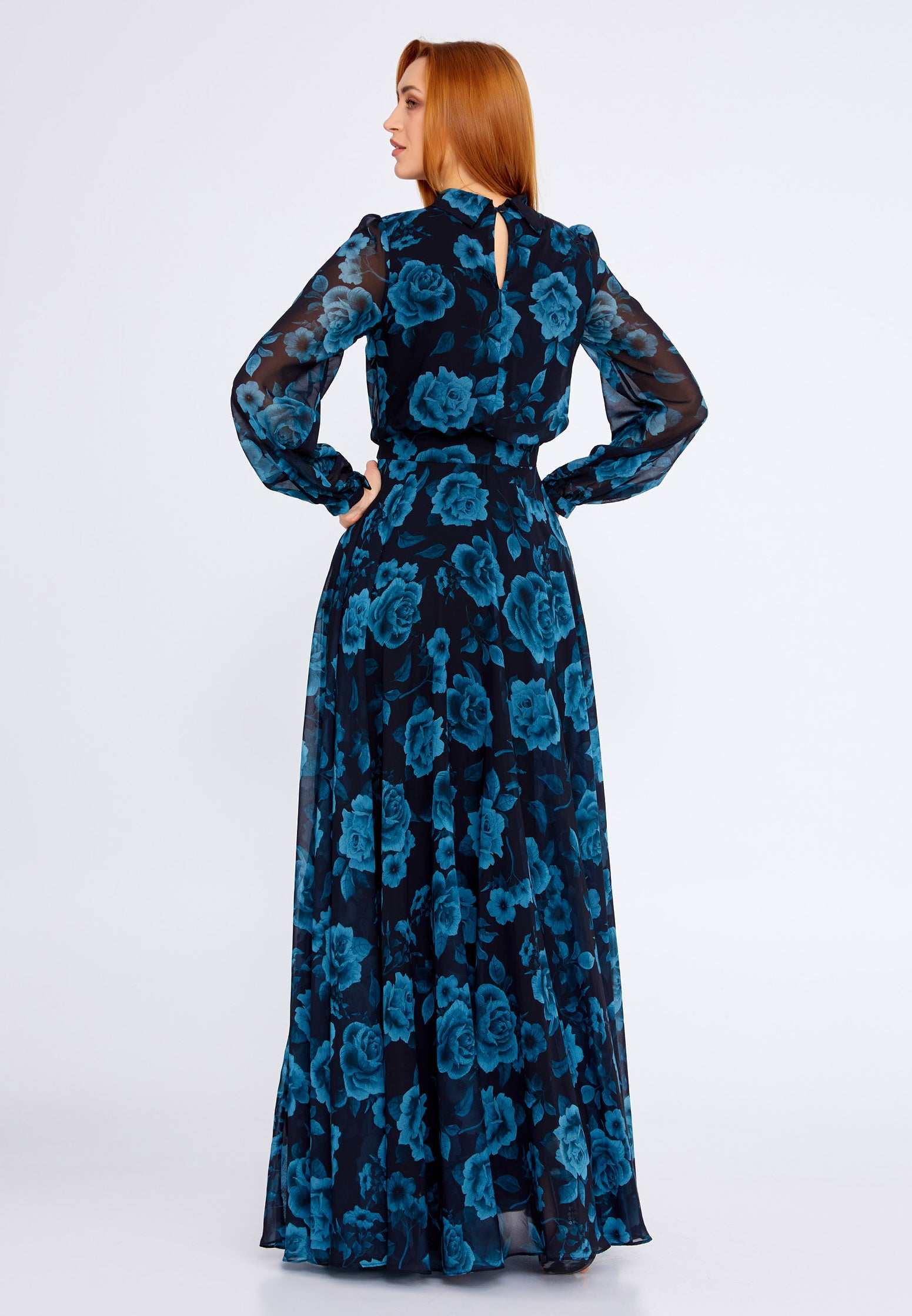 navy blue floral dress