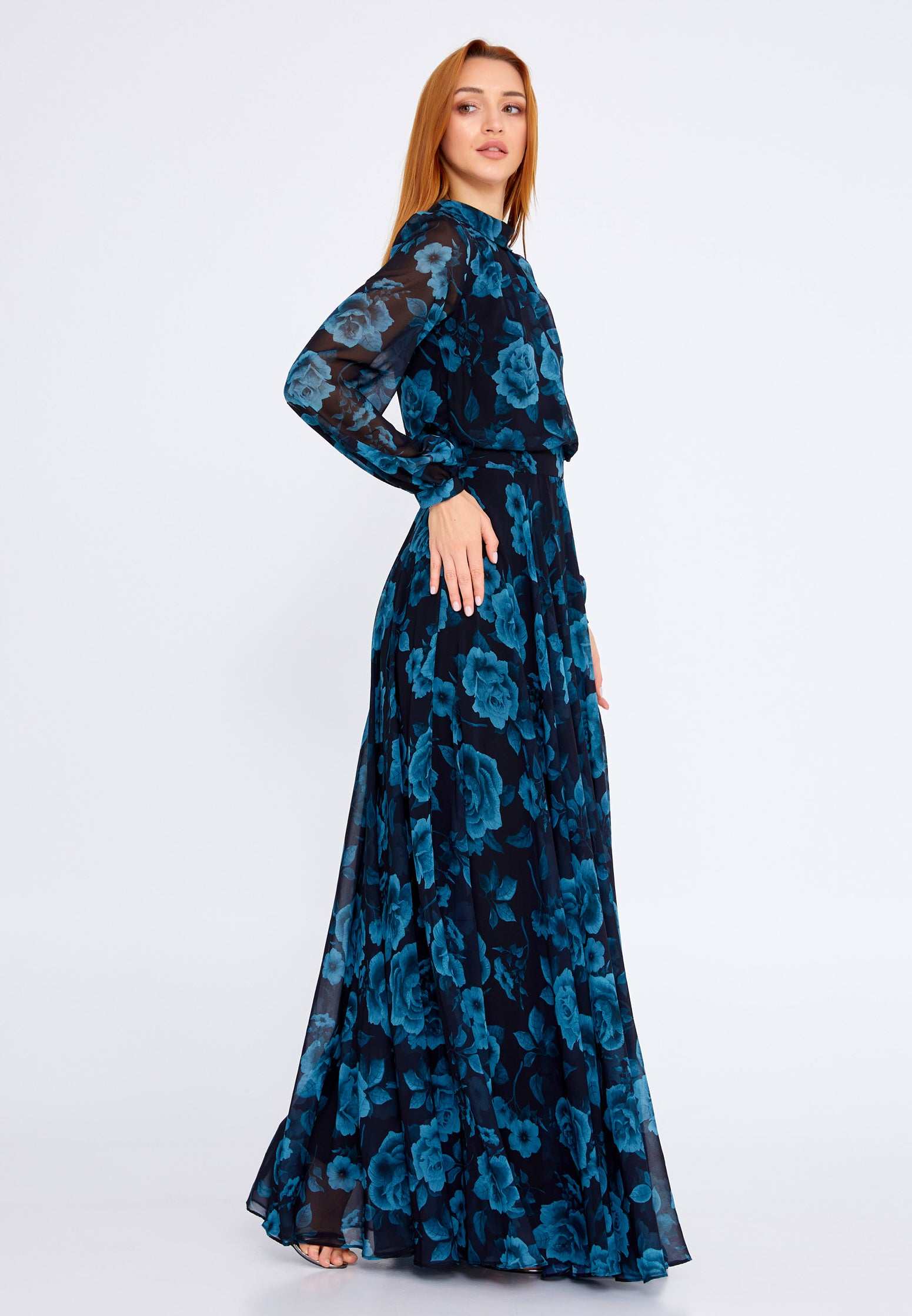 navy blue floral dress