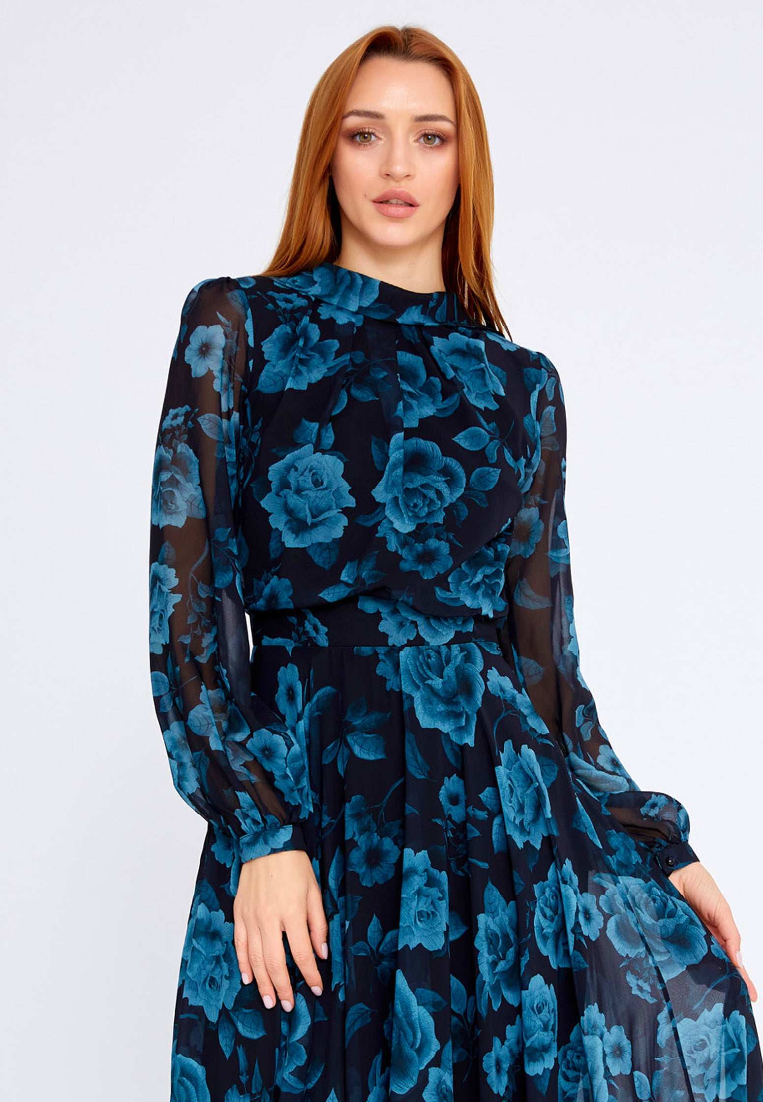 navy blue floral dress