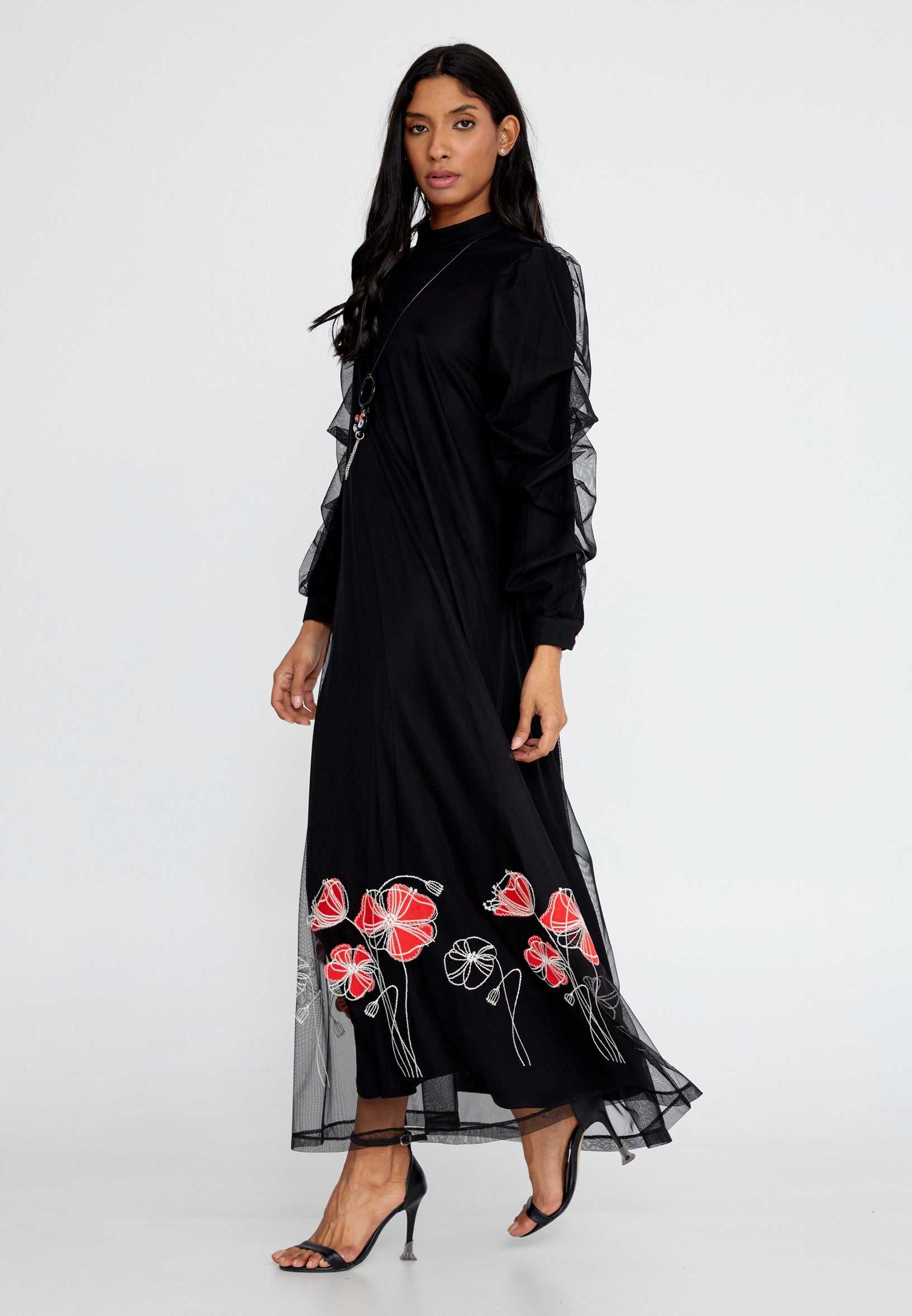 black midi dress with sleeves
