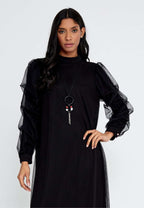 black midi dress with sleeves