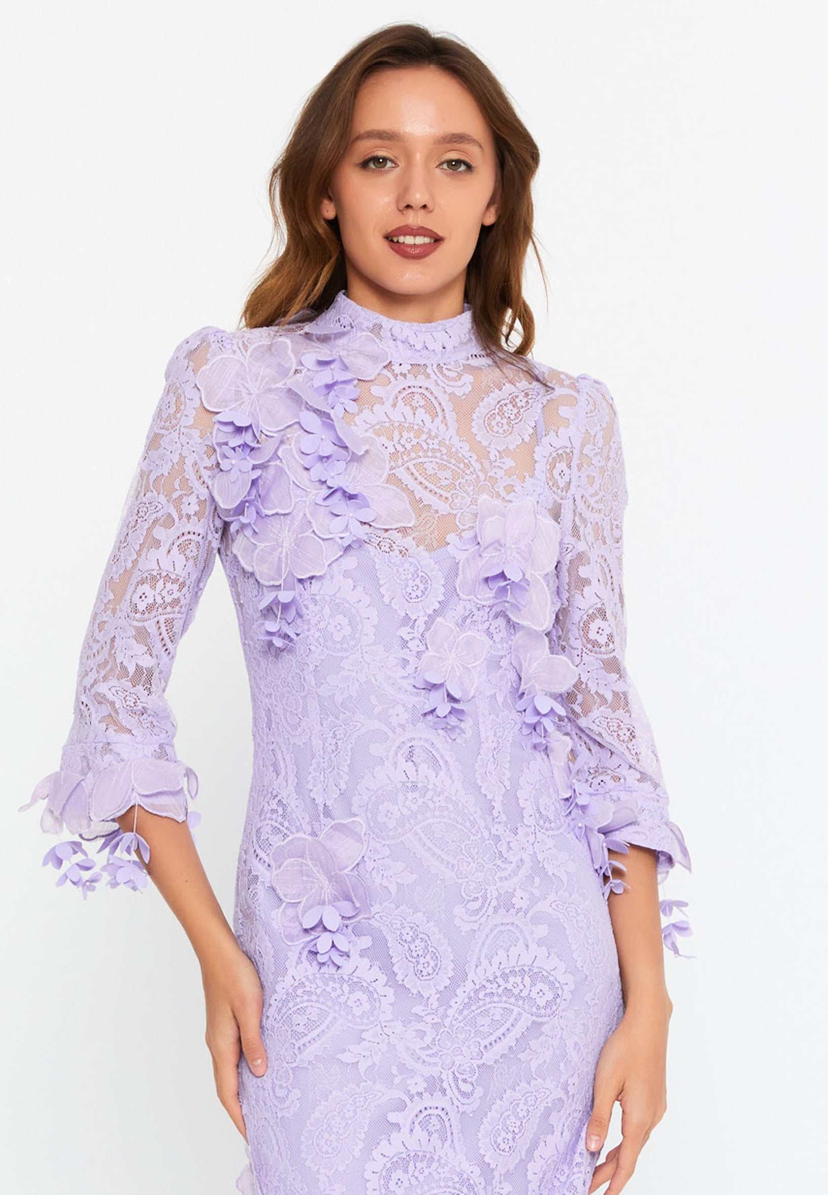 floral embroidery gown