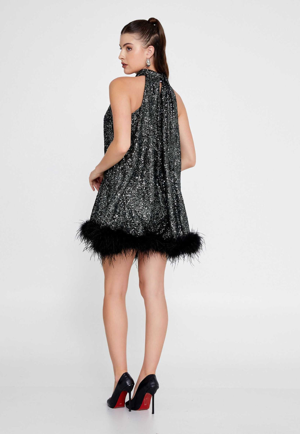 halter high neck dress