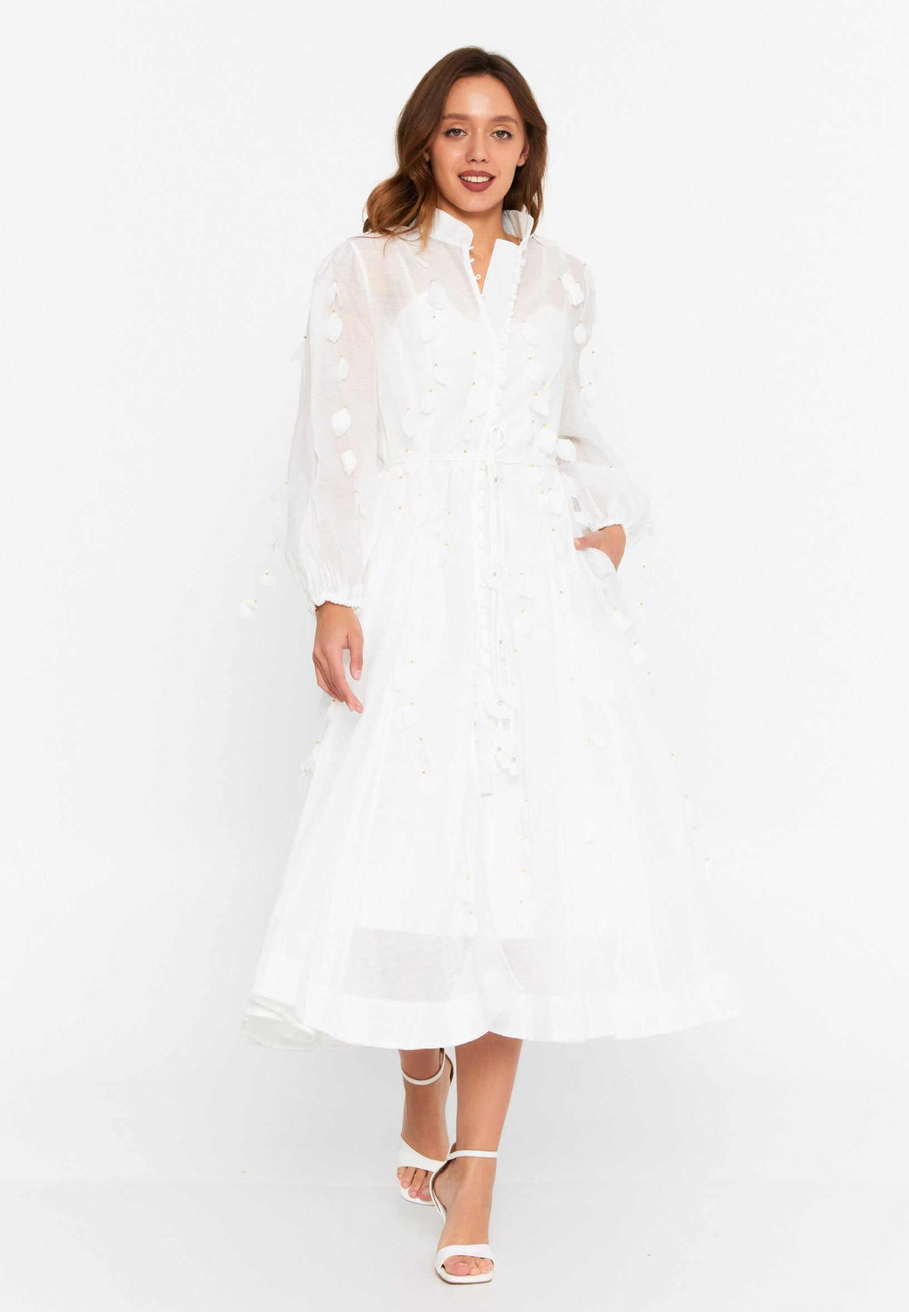 white formal dress midi