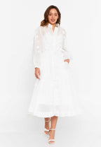 white formal dress midi