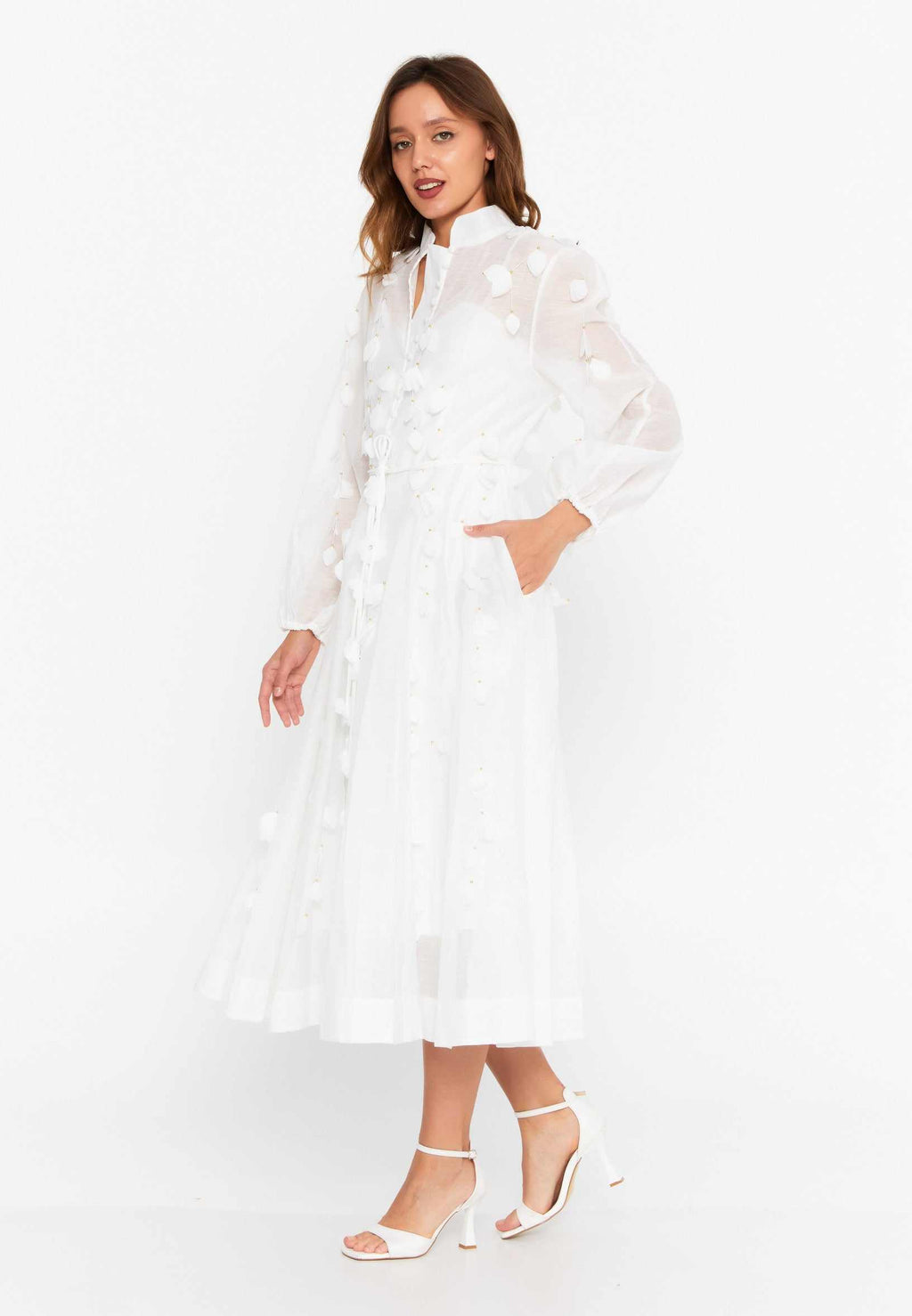 white formal dress midi