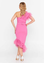 hot pink midi dress
