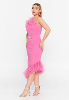 hot pink midi dress