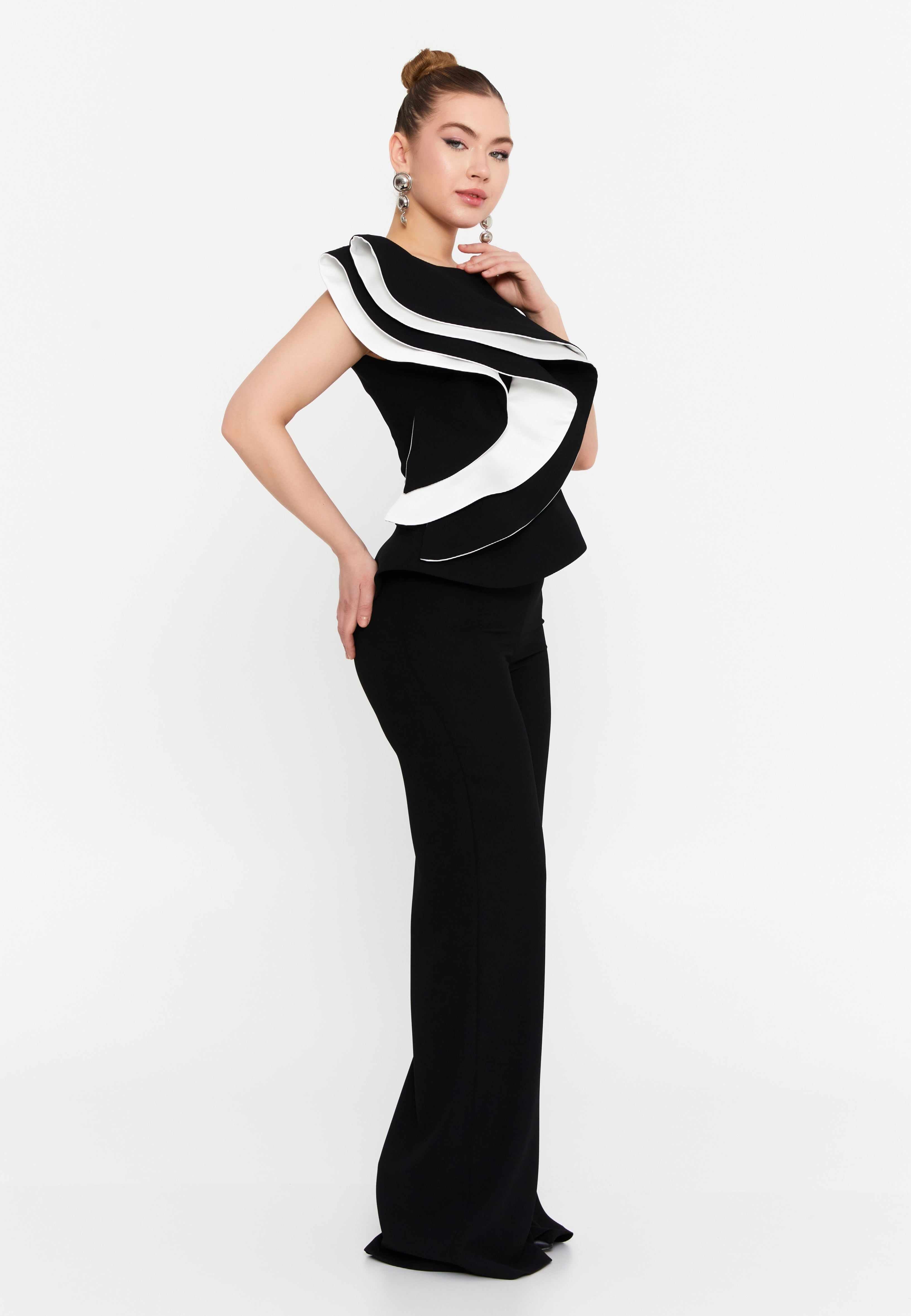 high waisted black trousers