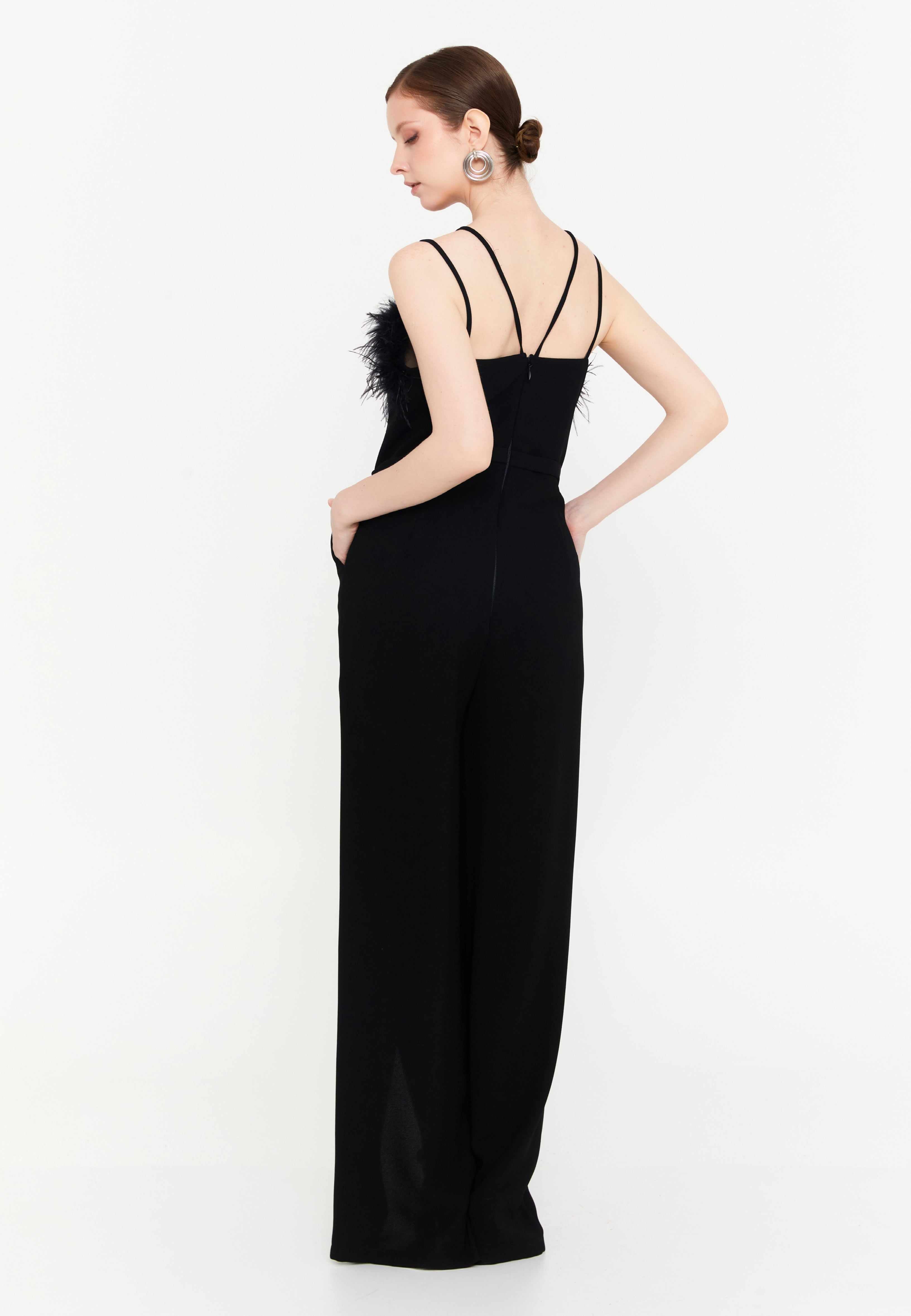 feather trimmed dress