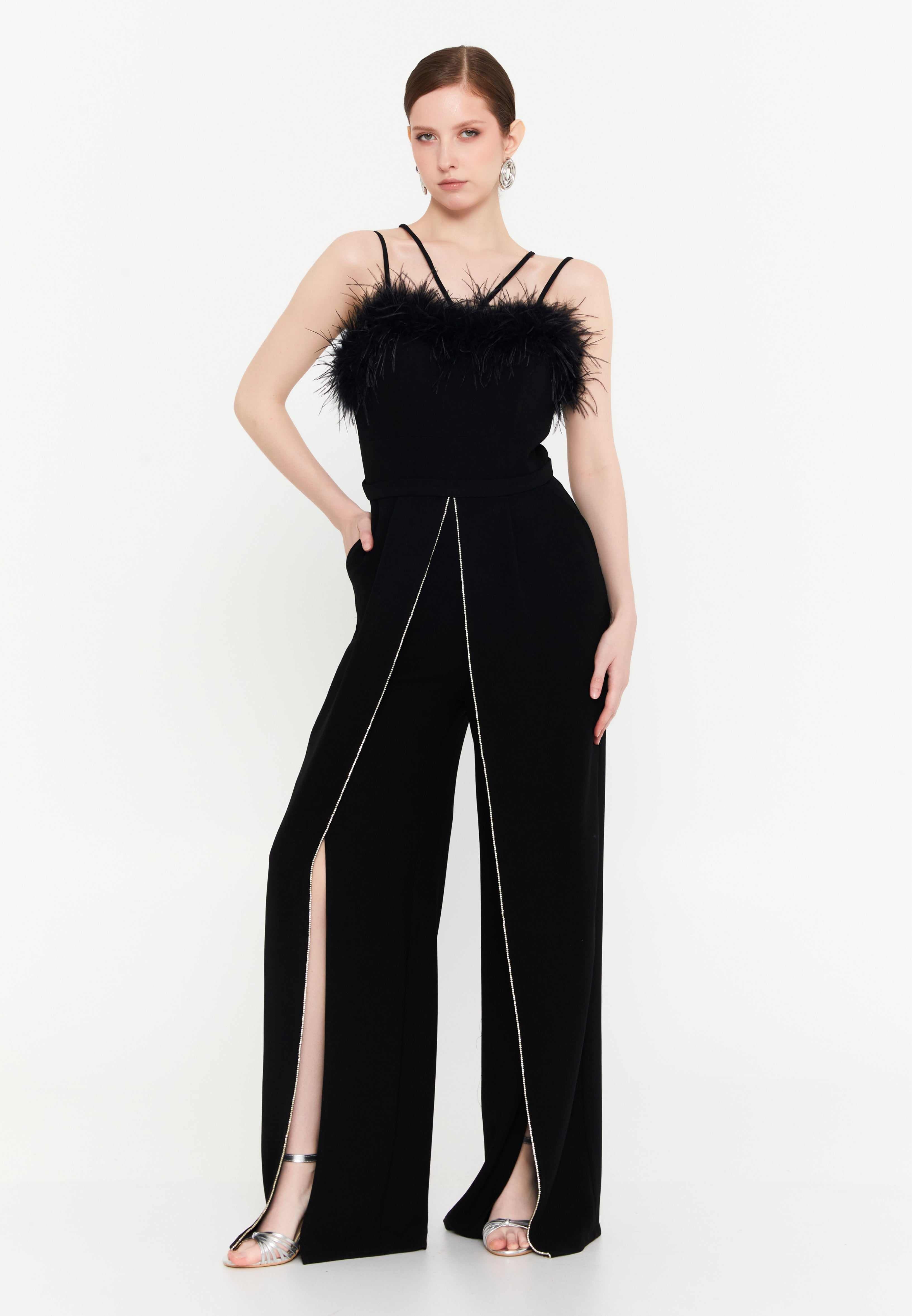 feather trimmed dress